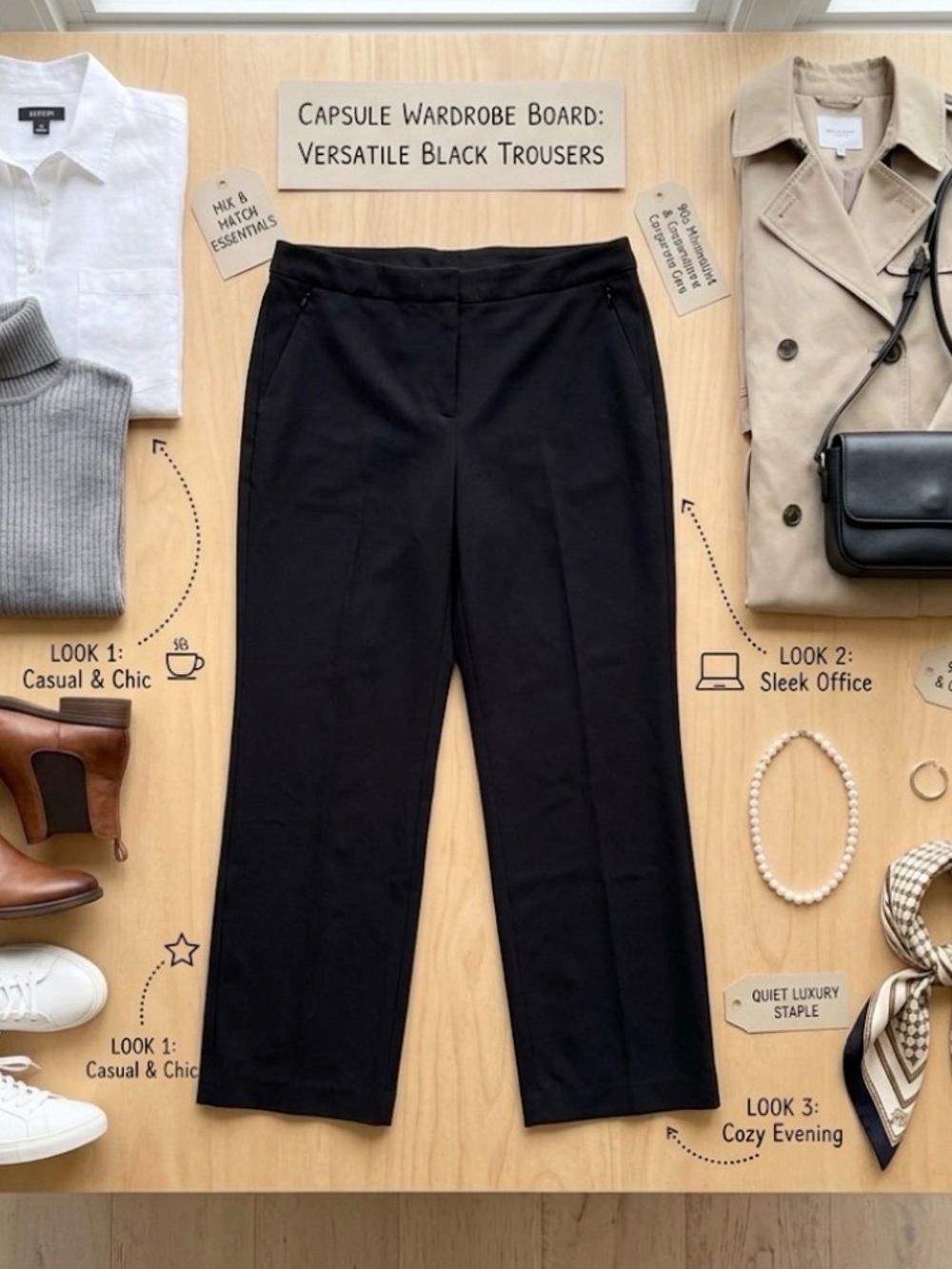 Alfani Black Wide Leg Crop Trousers Size 12 High Rise Office Minimalist Chic